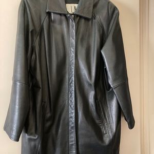 Woman’s black leather jacket